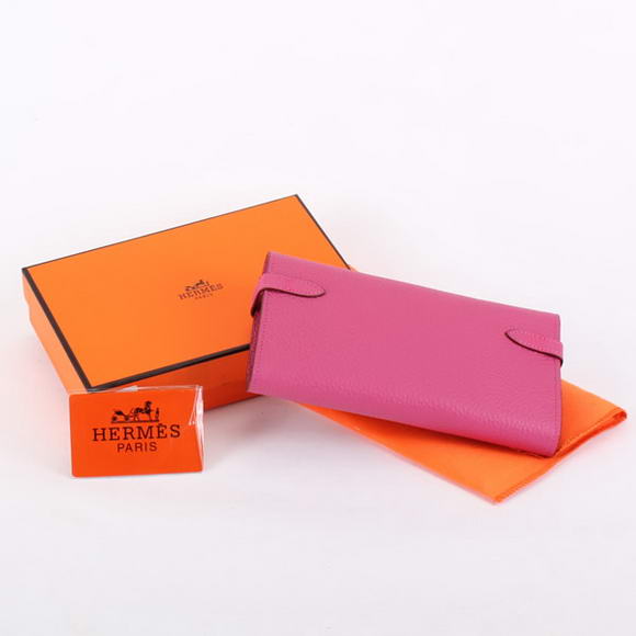 High Quality Hermes Kelly Bi-Fold Wallet A708 Roseo Fake - Click Image to Close